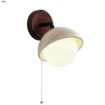 Yellow Travertine LED Wall Light with Pull Chain Switch, Modern Nordic Design