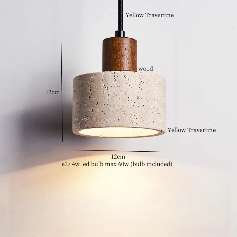 Afralia™ Wabi Sabi LED Pendant Lamps Yellow Travertine Hanging Light for Home Decor