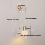 Ceramic Art Wall Lamp with Rotatable LED Lights & Pull Chain Switch