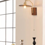 Walnut Wood LED Wall Light Nordic Modern Glass Pull Chain Switch