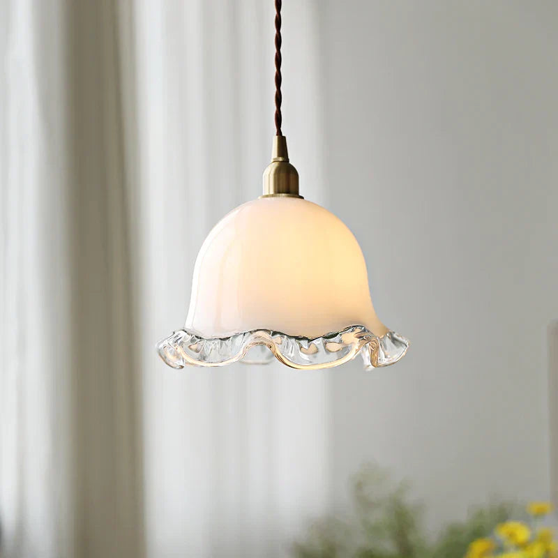 Copper Glass Chandelier LED Pendant Lights for Dining Room Bedroom Bar