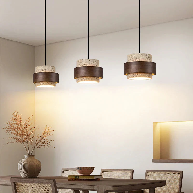 Afralia™ Trivertine LED Pendant Light - Mid Century Modern Style for Bedroom and Dining Room