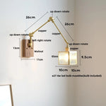 Wood Cube Glass LED Wall Lights with Pull Chain Switch for Modern Interiors