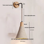 LED Wall Light Fixture Cement Wood Base Bedside Lamp