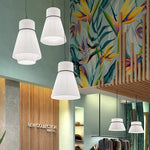 White Fabric LED Pendant Chandelier, Minimalist Living Room Ceiling Light