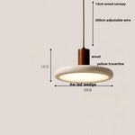 Afralia™ Wood Canopy LED Pendant Light for Kitchen Restaurant Bedroom Stone Hanging Lamp