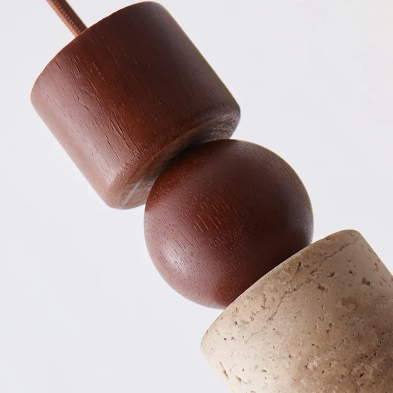 Afralia™ Yellow Travertine Pendant Light | Mid-Century Modern LED Dining Room Hanging Lamp