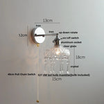 Clear Glass LED Wall Sconce Pull Chain Modern Light Fixtures