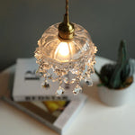 Nordic LED Crystal Glass Copper Pendant Light Fixture for Living Room