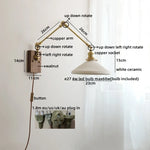 Ceramic Copper Swing Arm LED Wall Lights for Home Decor