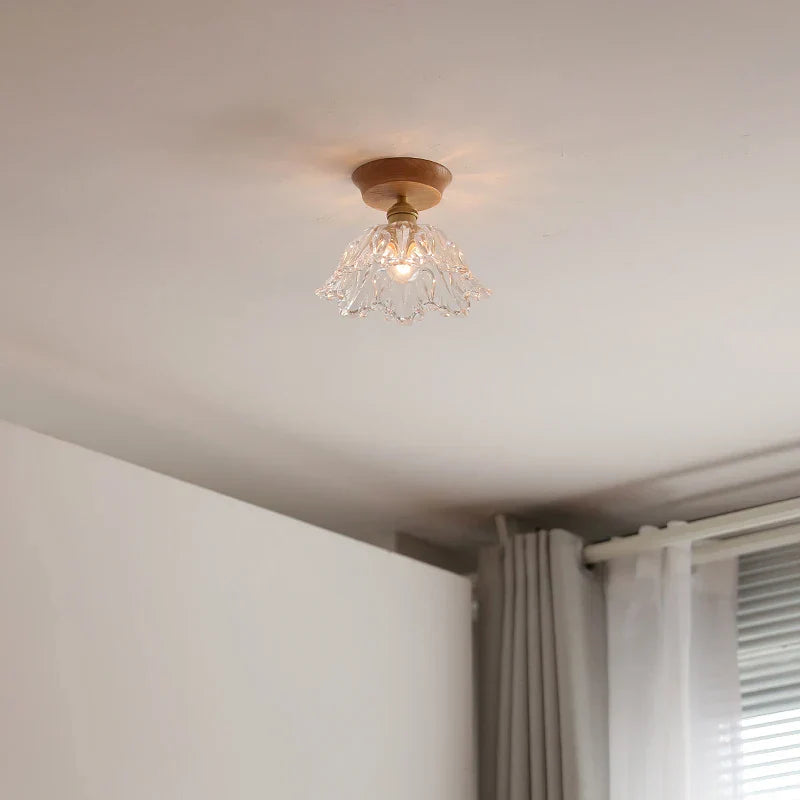 Wood Glass LED Ceiling Lamp Modern Plafondlamp for Home Restaurant Living Room
