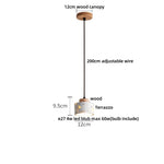 Terrazzo Brown Wood LED Pendant Light Fixture Stone Hanging Lamp