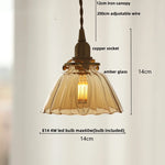 Amber Glass Ball LED Pendant Light, Modern Nordic Hanging Lamp for Home Decor