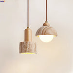 Afralia™ Yellow Travertine LED Pendant Lamps for Dining Table & Kitchen