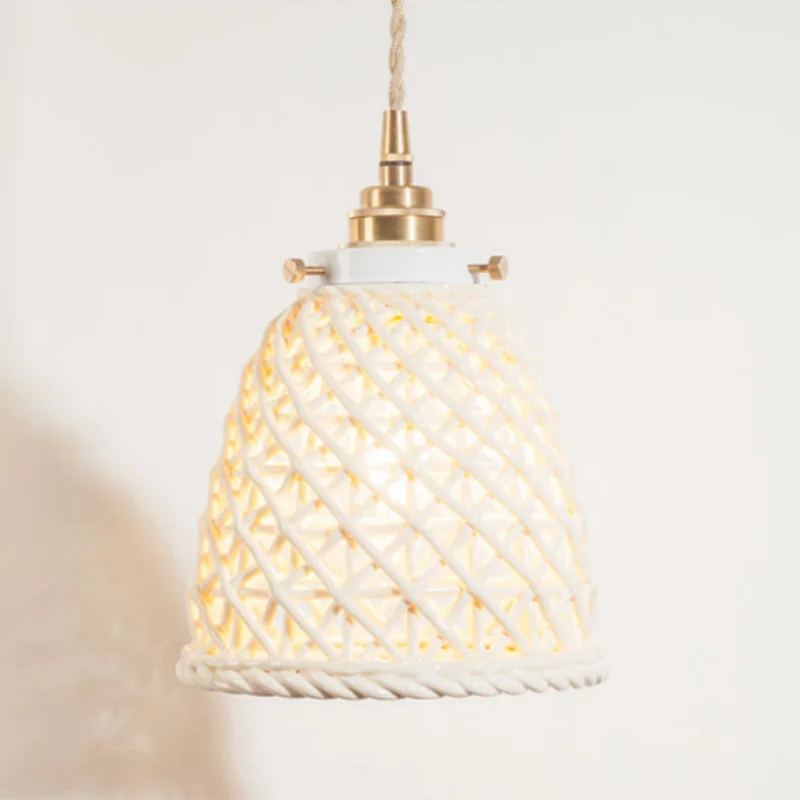 French Minimalism Ceramic LED Pendant Light for Home Decor