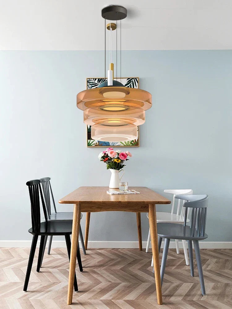 Glass Plate Ceiling Pendant Lights LED Fixture