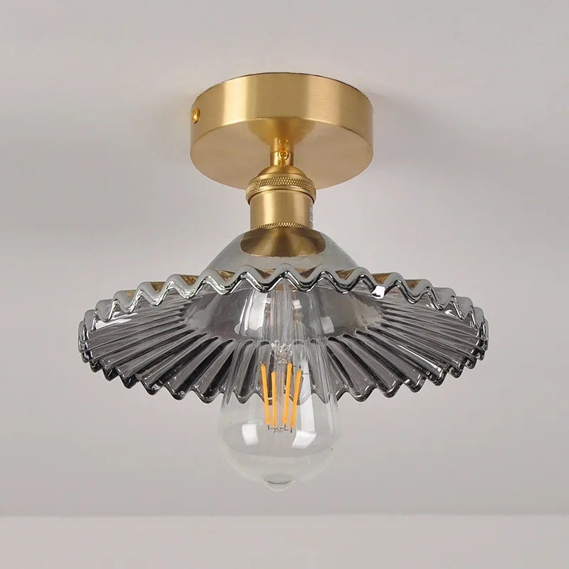 Smoke Gray Glass LED Ceiling Light - Modern Nordic Style