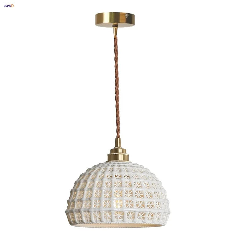 Afralia™ Nordic Ceramic Pendant Lights, Adjustable Modern Hanging Lamp for Bedroom & Dining Room