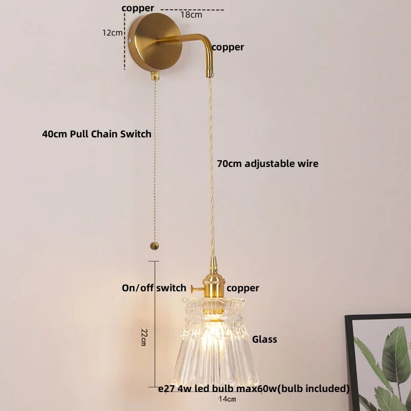 LED Wall Lights Bar Bedroom Study Clear Glass Bedside Lamp Modern Stair Light Fixtures