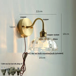 Clear Glass LED Wall Sconce Pull Chain Switch Modern Copper Bedside Lamp