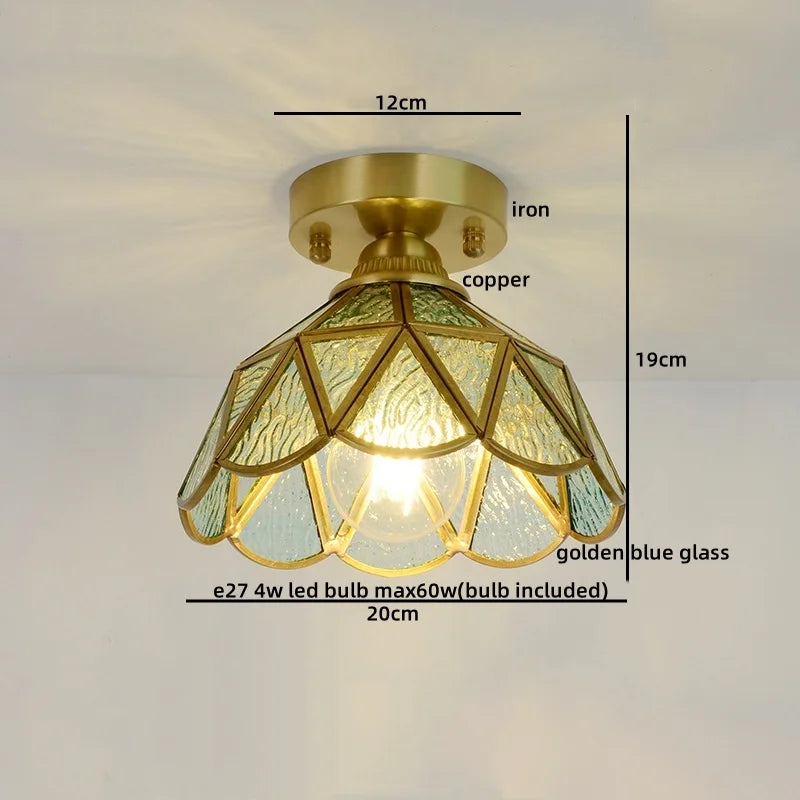 Glass Copper LED Ceiling Light - Nordic Home Lighting Fixture