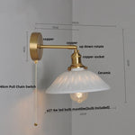 Nordic LED Wall Light Fixture Pull Chain Switch Brass Bedside Lamp
