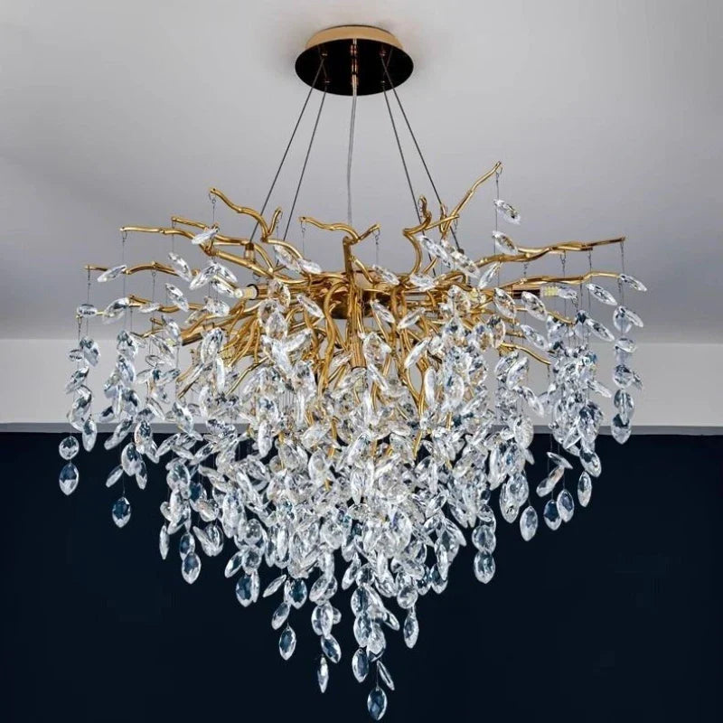 Afralia™ Crystal G9 Chandelier: Luxury Living Room Branch Pendant Lights, Modern LED Luminarias
