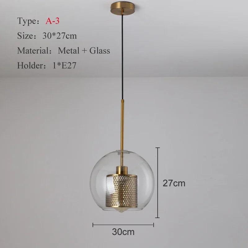 Nordic Glass Pendant Light for Kitchen Coffee Bar Dining