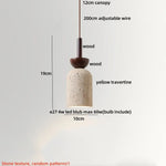 Yellow Iron LED Pendant Lamp Yellow Travertine Stone Ball in Wabi Sabi Style