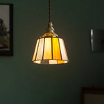 Afralia™ Tiffany Brass Glass LED Pendant Lights for Home and Cafe Decor