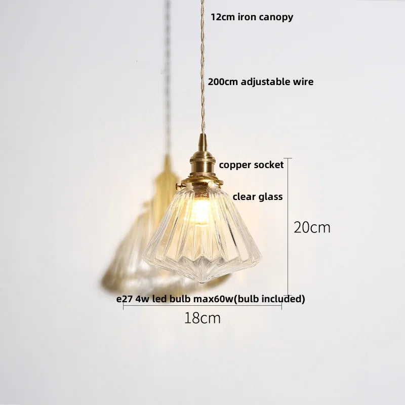 Clear Glass LED Pendant Lamp Modern Nordic Style Adjustable Hanging Light