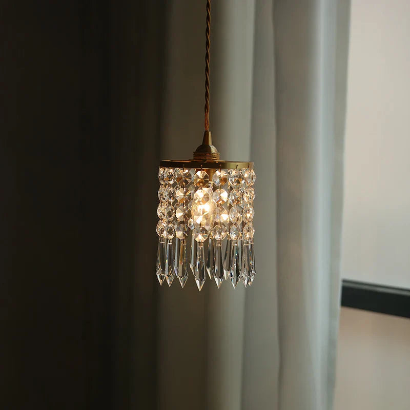 Crystal Brass LED Pendant Light: Modern Nordic Style, Adjustable Wire, E14 Fixture