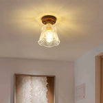 Glass LED Ceiling Lamp Copper Walnut Modern Living Room Lighting Fixtures