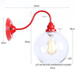 Afralia™ Edison Red LED Wall Lights - Iron Industrial Vintage Bedside Lamp