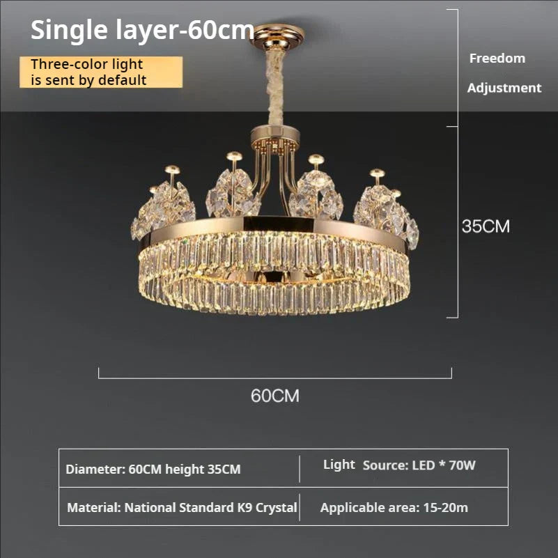 Crystal Chandelier: Postmodern Light Luxury Double-Layer Pendant for Home Living Room