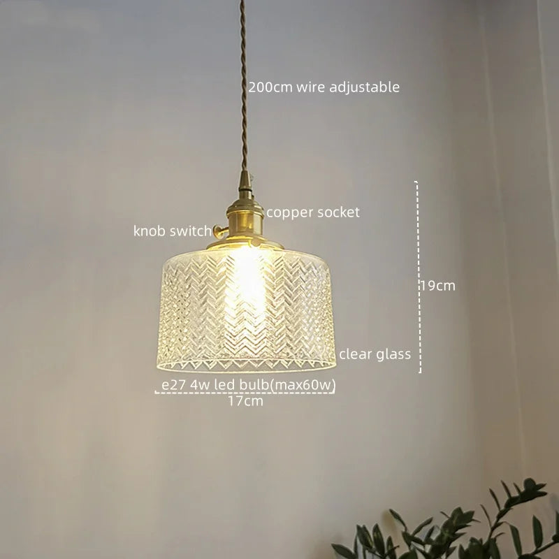 Green Glass Pendant Light Chandelier - Nordic LED Hanging Lamp for Home Decor