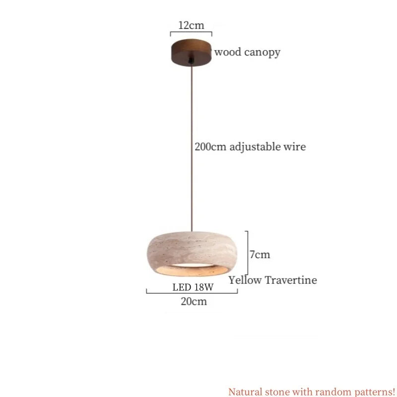 Yellow Travertine LED Pendant Light for Home Decor and Living Spaces