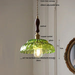 Afralia™ LED Pendant Lamp with Adjustable Wire, Copper Socket, Walnut Wood, Green Glass
