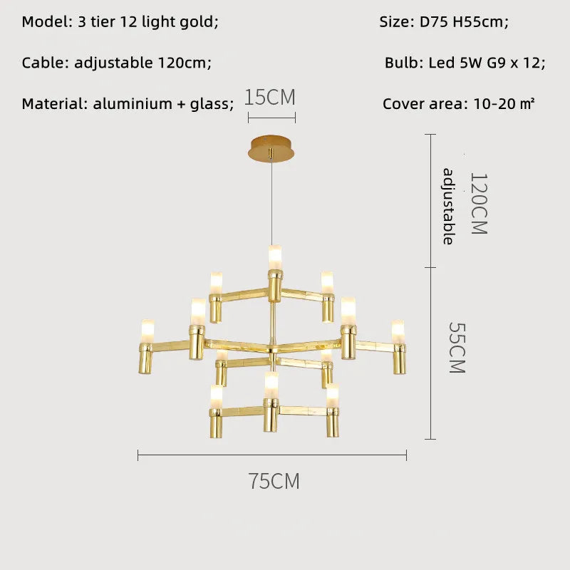 Afralia™ Metal Pendant Chandelier LED Lighting Fixture for Modern Luxury Foyer, Stairs & Indoor