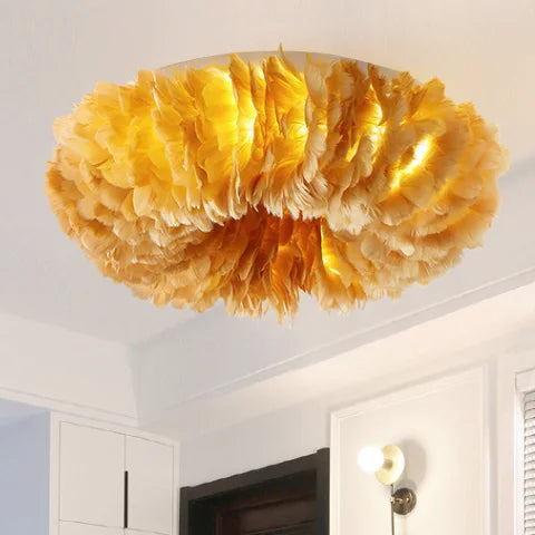Feather Ceiling Lamp: Stylish Round DownLights with E27 Bulb for Home Decor
