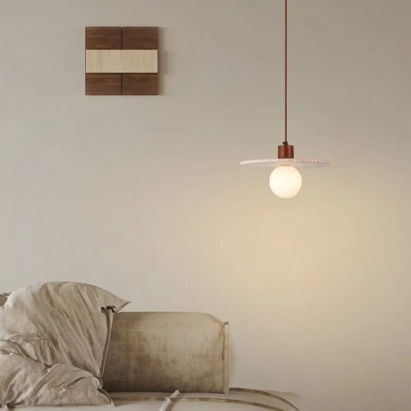 Yellow Travertine LED Pendant Lighting for Living Room Decor