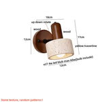 Yellow Travertine Stone Natural Wood LED Wall Light Bedside Lamp