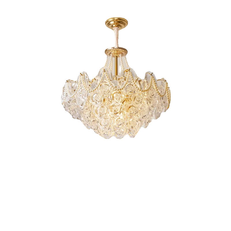 French Chandelier Pearl Glass Rose 2024 Master Bedroom Lighting