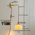 Ceramic Copper LED Wall Lamp with Pull Chain Switch for Modern Style Interiors