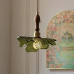 Afralia™ Flower Green Glass LED Pendant Lights Kitchen Restaurant Nordic Modern Hanging Lamp