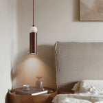 Afralia™ Vintage LED Pendant Light Fixture Iron Yellow Travertine Hanging Lamps Luminaire