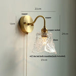 Clear Glass LED Wall Sconce Pull Chain Switch Modern Copper Bedside Lamp