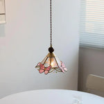 Butterfly Pink LED Pendant Lamp Walnut Wood Glass Nordic Modern Home Decor