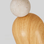 Yellow Iron LED Pendant Lamp Yellow Travertine Stone Ball in Wabi Sabi Style