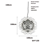 Clear Glass Bubble G4 LED Dandelion Chandelier - Gold/Silver/Black Hardware